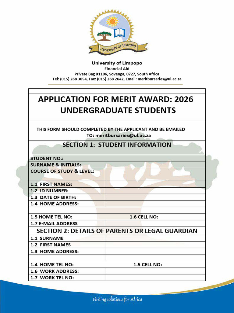 Merit Award Application Form 2026 | PDF