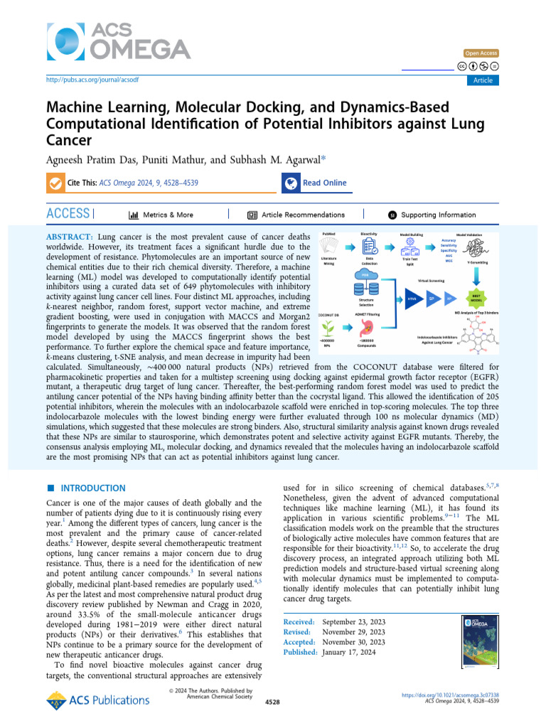 Machine Learning Molecular Docking and Dynamics Based Computational ...