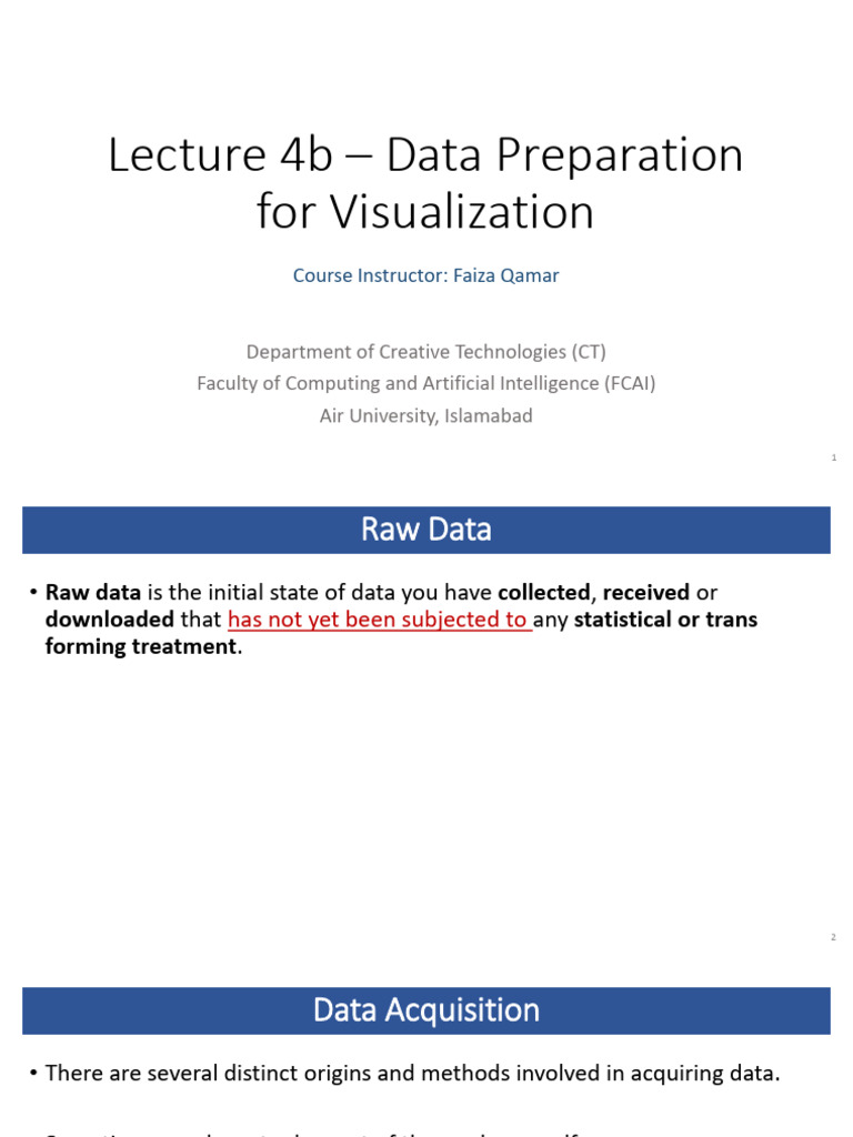 Lecture 4b - Data Preparation For Visualization | PDF | Data | Geometry