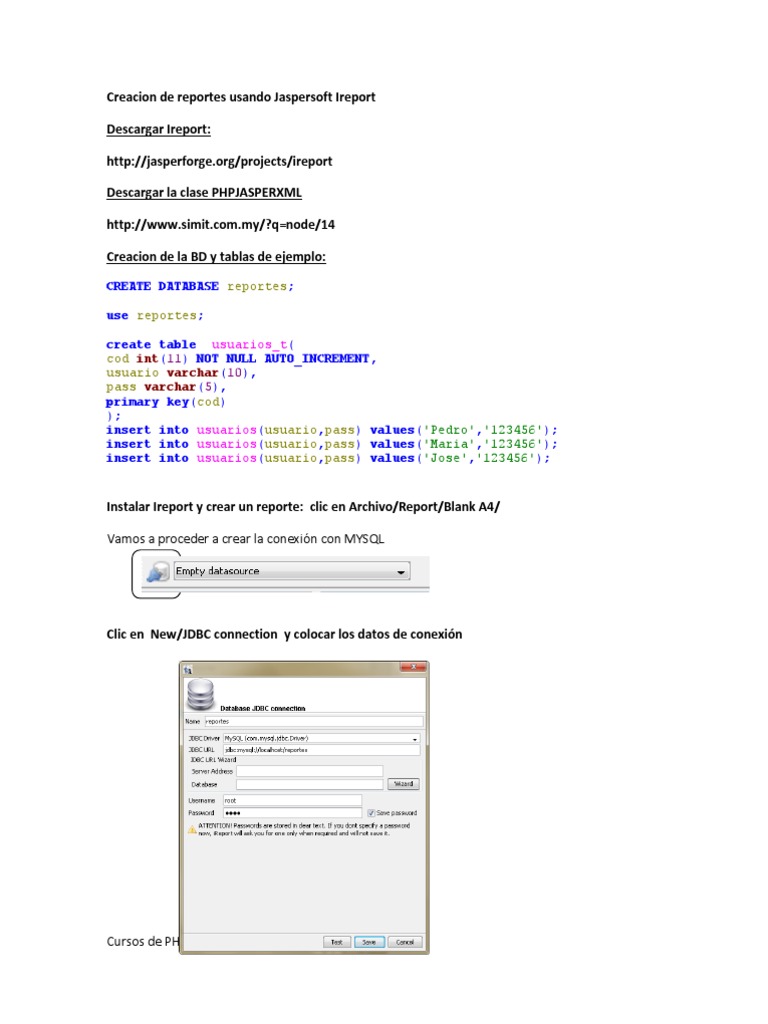 Creación de Reportes con Jaspersoft Ireport | PDF