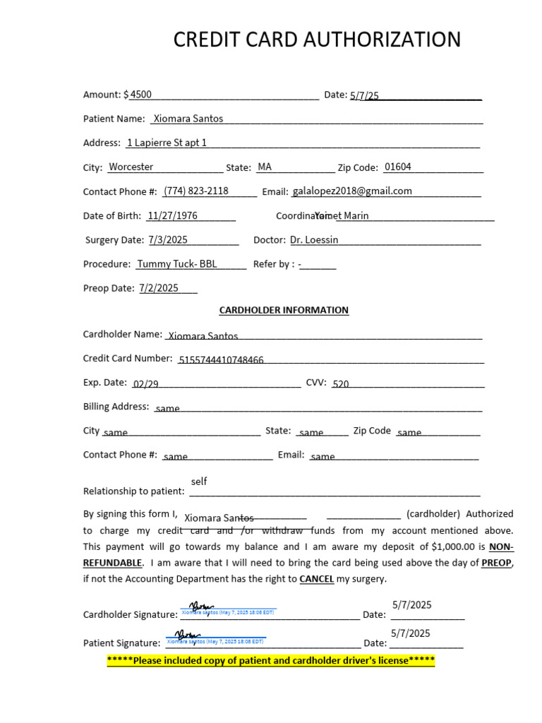 Credit Card Auth Form 2025-1 | PDF | Credit Card | Service Industries