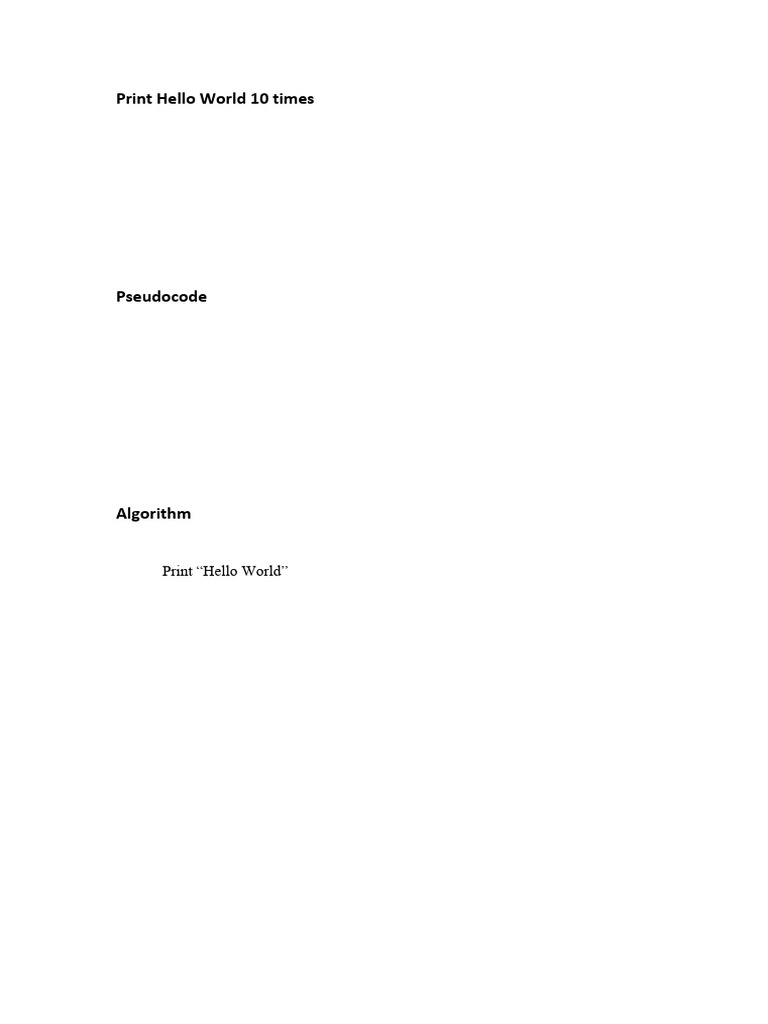 Print Hello World 10 Times | PDF