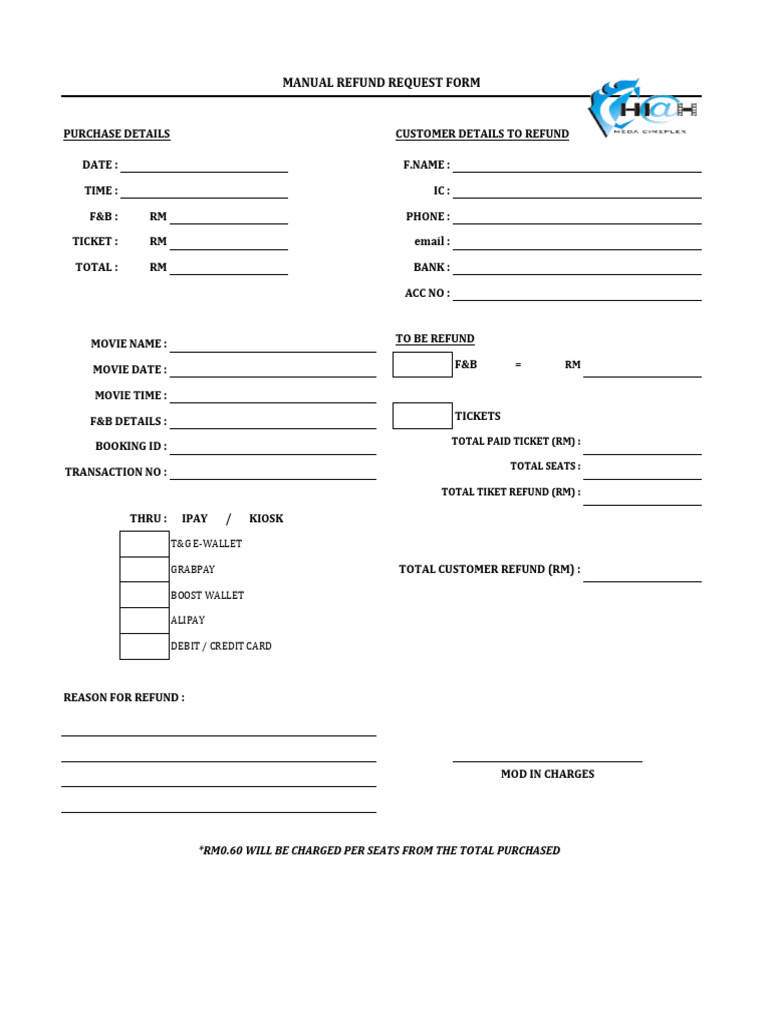 Online Booking Refund Form | PDF
