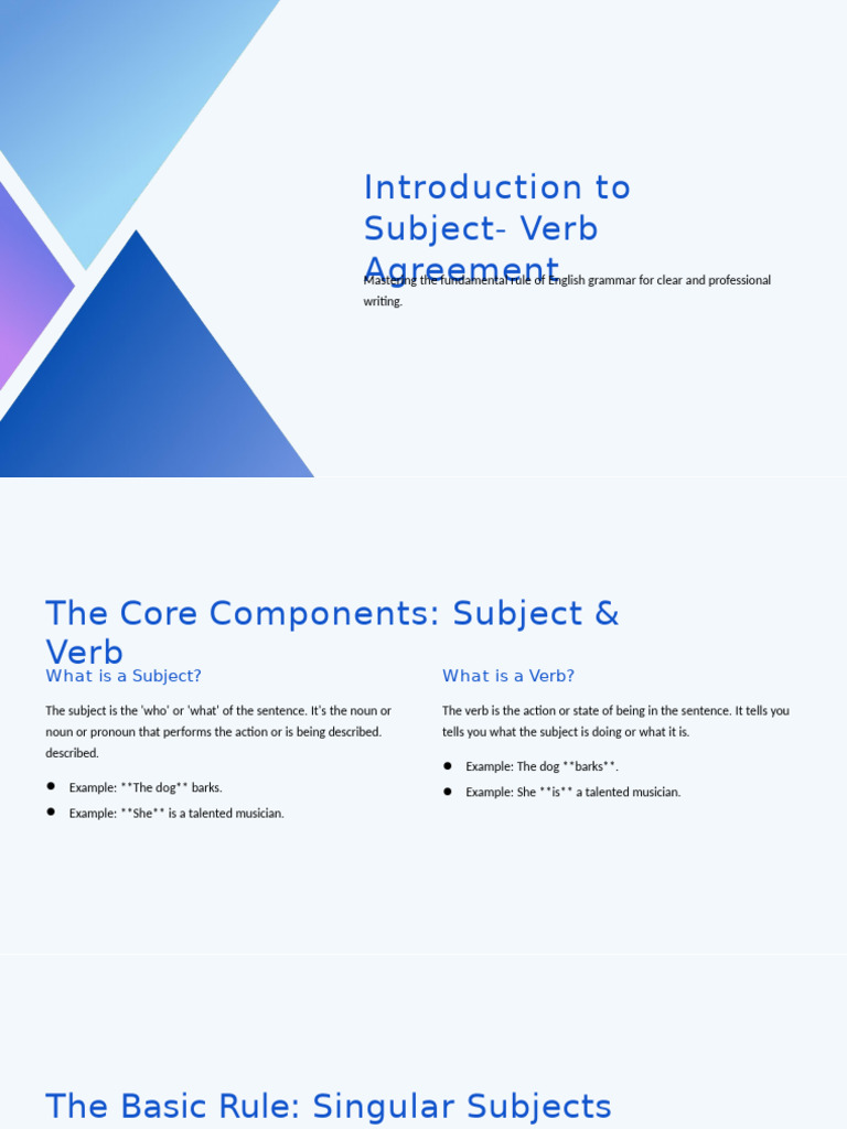 Introduction To Subject-Verb Agreement | PDF | Grammatical Number ...