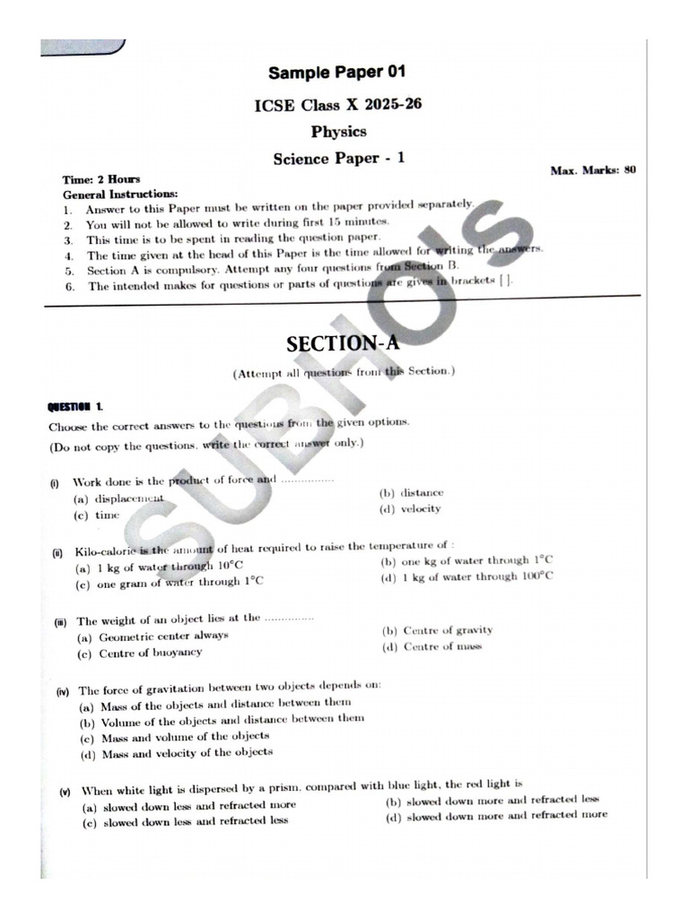 Physics Sample Paper | PDF