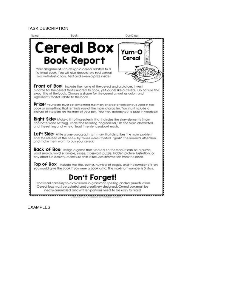 Cereal Box Book Report - Nurse Matilda PDF | PDF