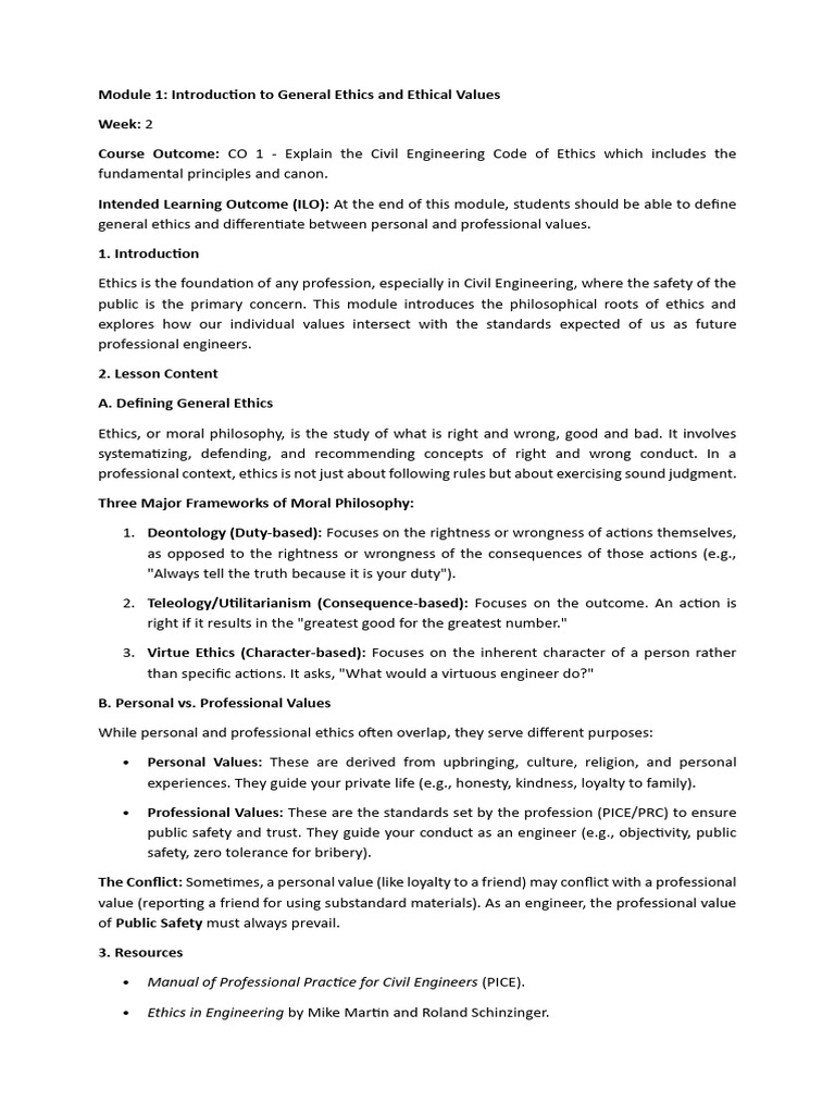 Module 1 Introduction To General Ethics and Ethical Values | PDF ...