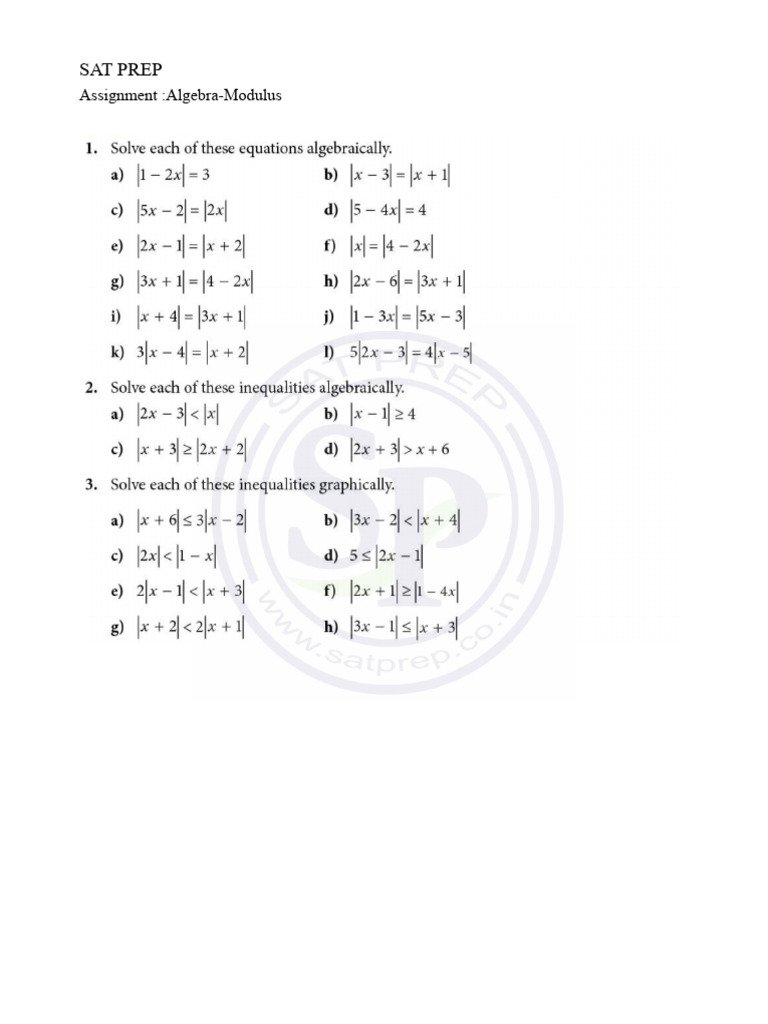 A-Level Pure Math (Algebra-Modulus) - 2 | PDF