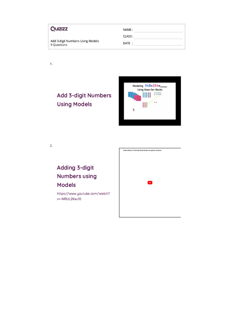 Add 3-Digit Numbers Using Models | PDF