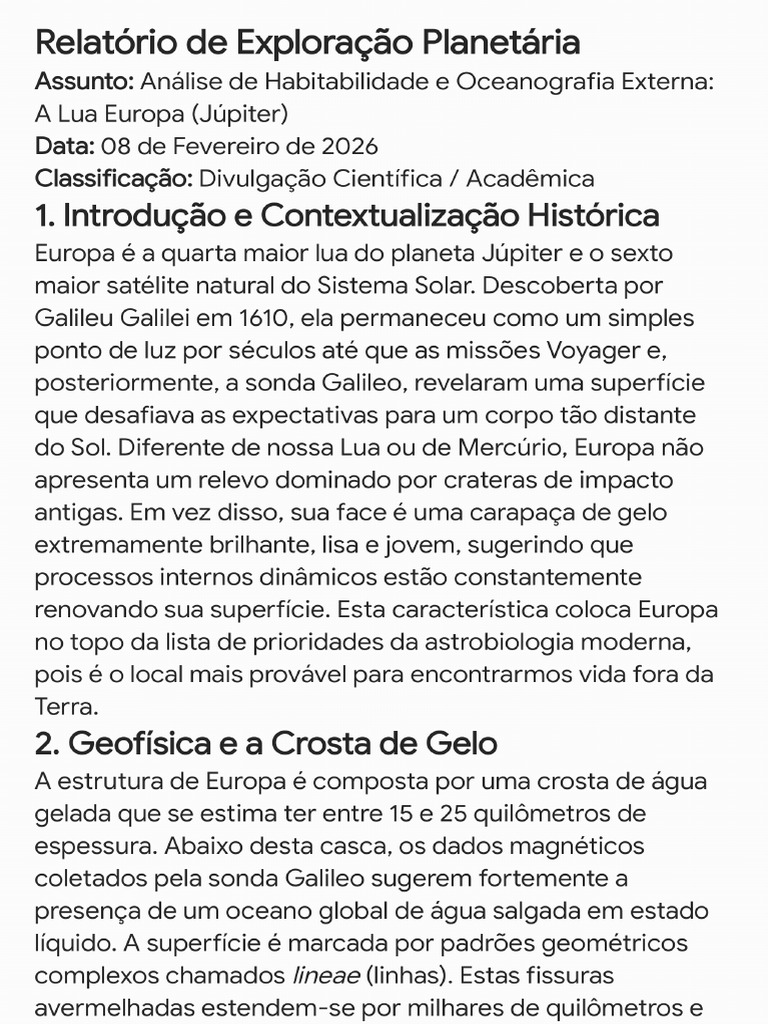 Relatório de Exploração Planetária - Documento 1 - 260208 - 114940 | PDF