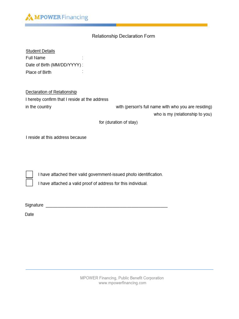 MPW Relationship Declaration Form | PDF