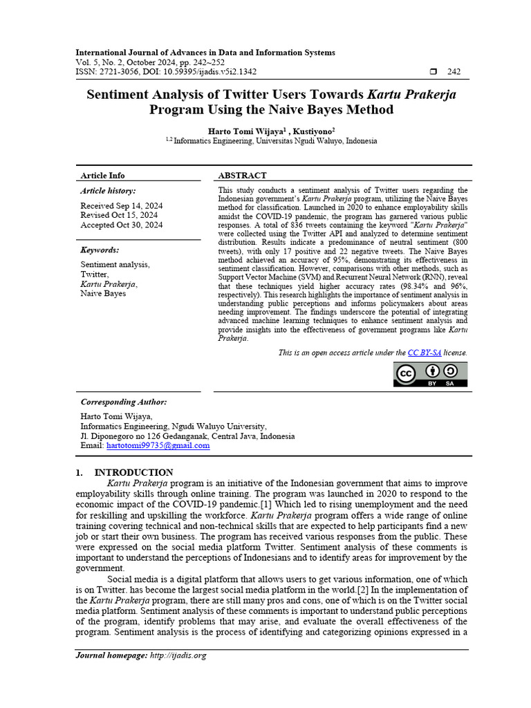 6, Sentiment Analysis of Twitter Users Towards Kartu Prakerja | PDF ...
