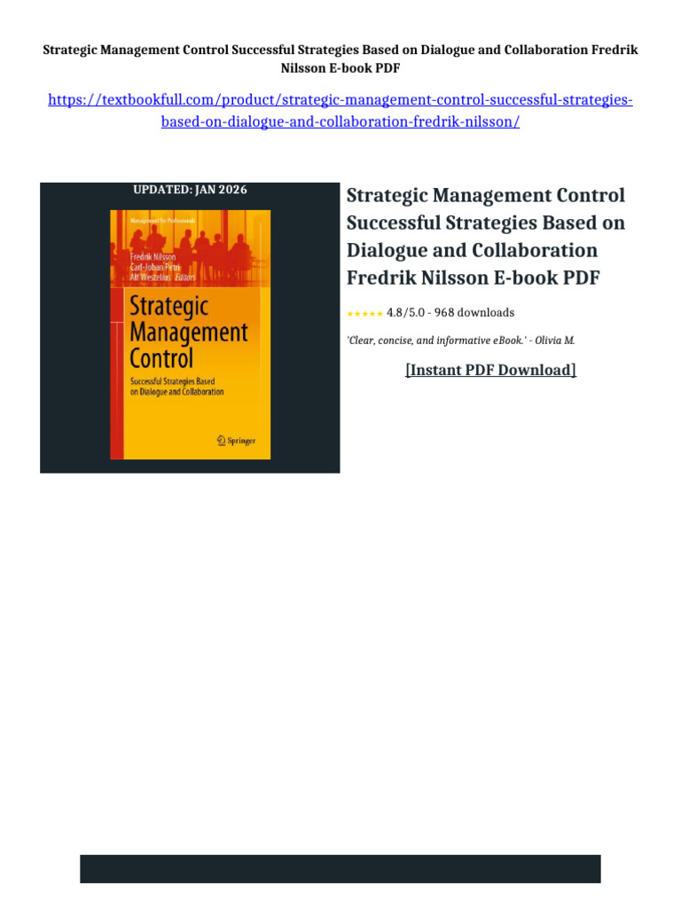 Strategic Management Control Successful Strategies Based on Dialogue ...