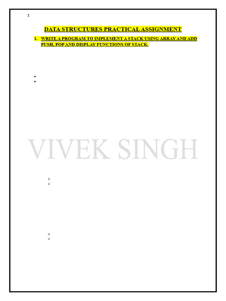 Data Structures Practical Assignmen1 | PDF | Pointer (Computer ...