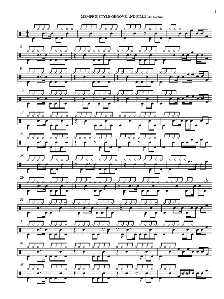 MEMPHIS STYLE GROOVE AND FILLS 1er Niveau | PDF