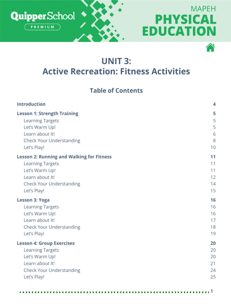 Strengt.-10.3 Active Recreation: Fitness Activities-01 | PDF | Strength ...
