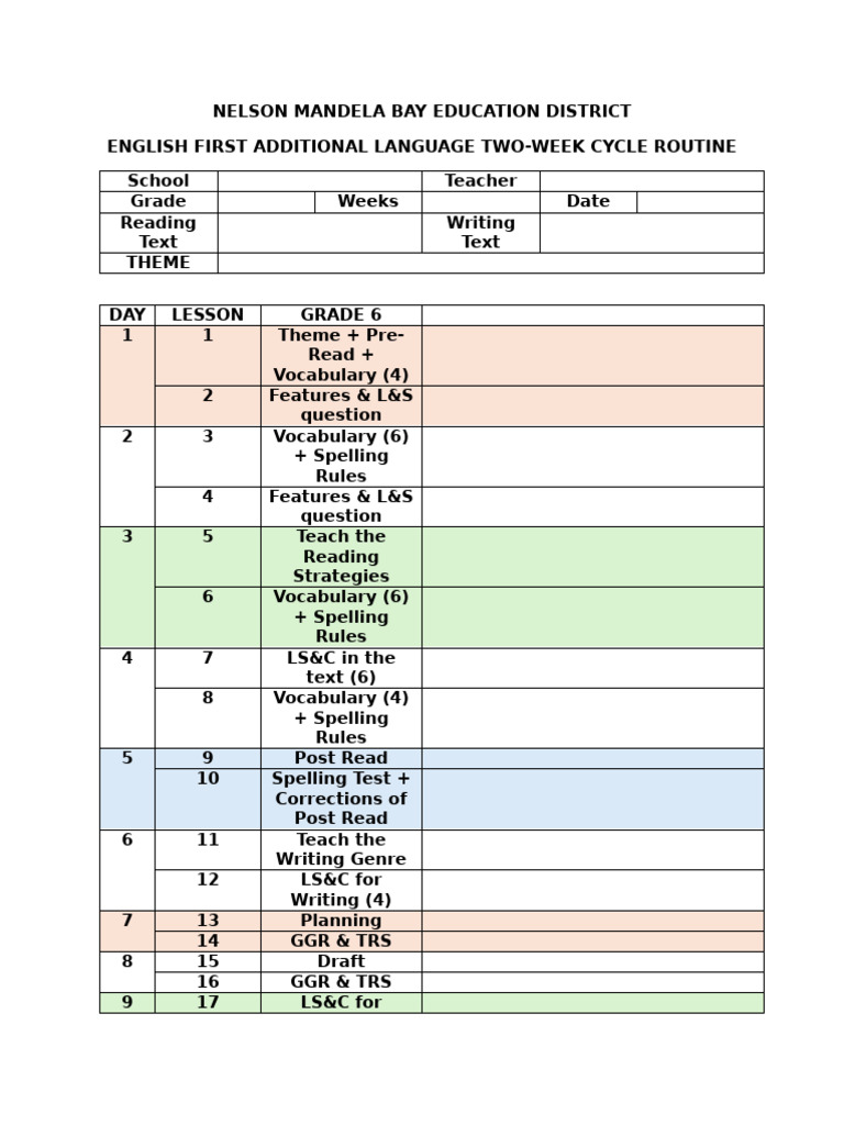 2025 The Routine Grade 6 English FAL | PDF