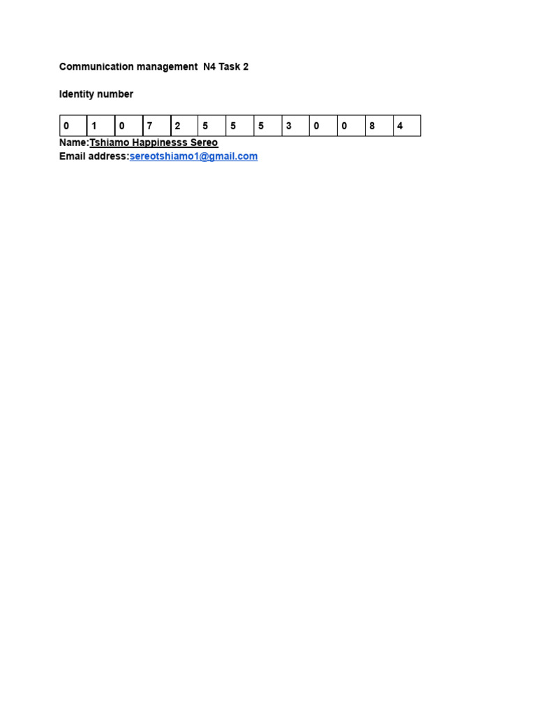 Communication Management Task 2 | PDF