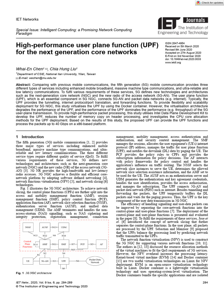 High‐performance user plane function UPF for the next generation core ...