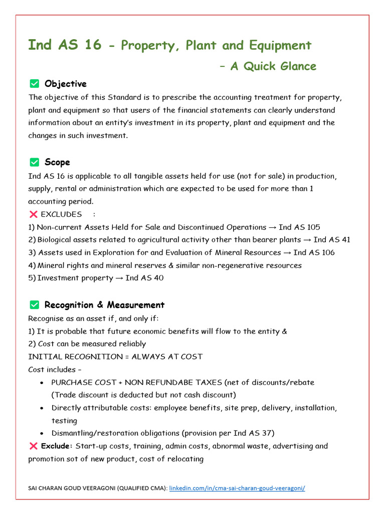 Ind As 16 A Quick Glance | PDF | Depreciation | Income Statement