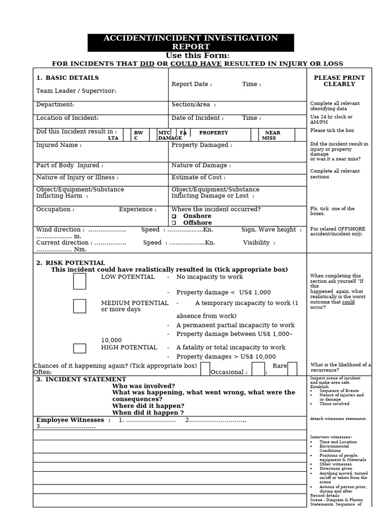 Accident Report Form | PDF | Hazards | Safety