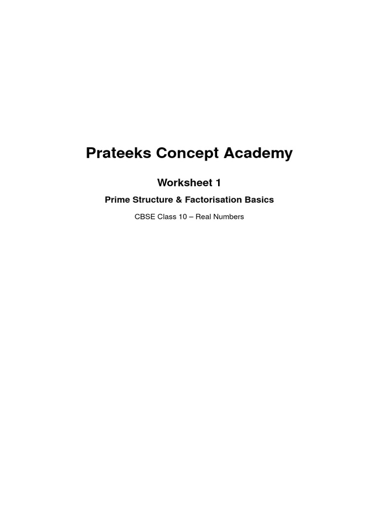 Worksheet 1 Out of 8 - Prime Structure Real Numbers Class 10 | PDF ...
