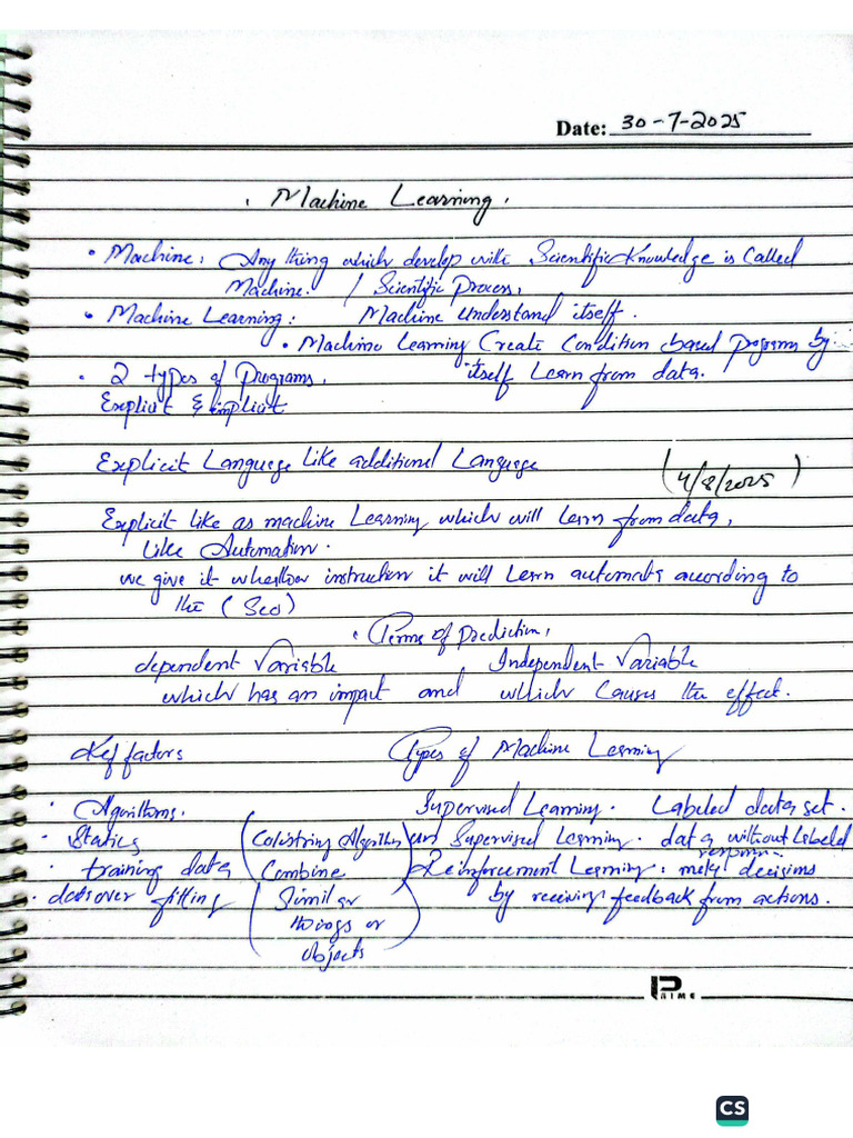 Machine Learning Notes | PDF