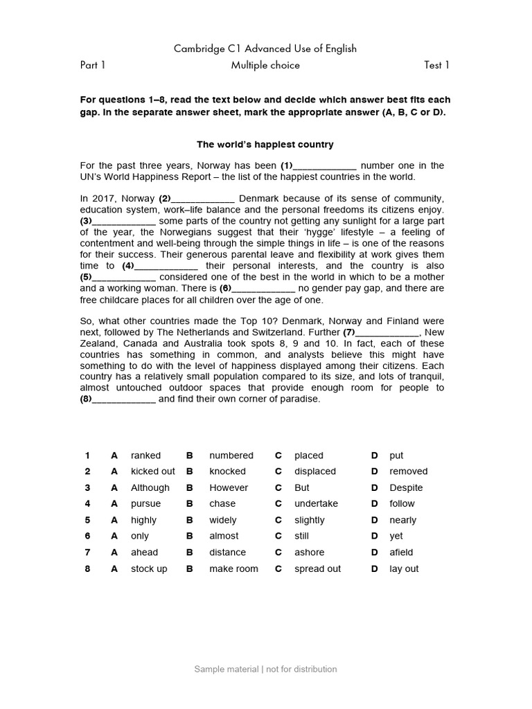 Cambridge c1 Use of English - 26-01-2026 | PDF