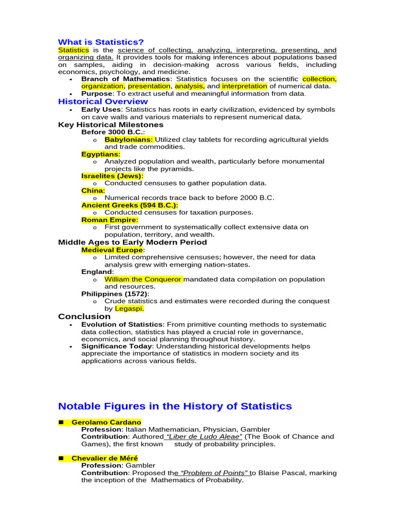 Statistics Review Materials | PDF | Statistics | Level Of Measurement