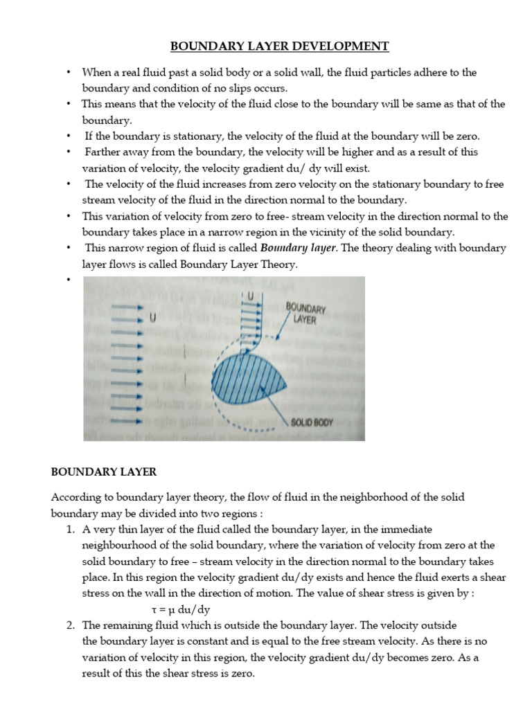 Notes - Boundary Layer Development | PDF | Boundary Layer | Laminar Flow