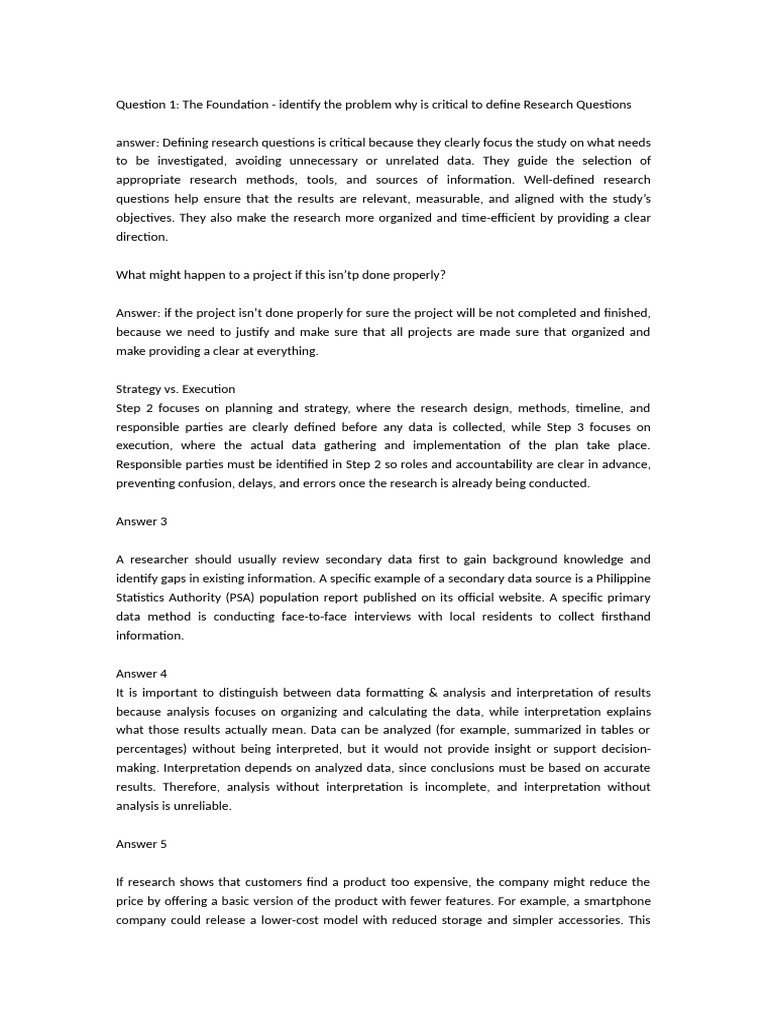Research Questions - Baron Arcon | PDF | Data | Information