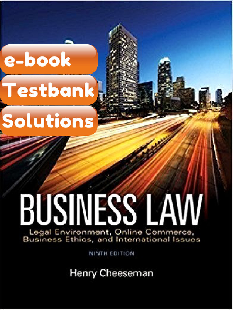 Testbank Business Law 9th Edition by Henry R Cheeseman Fast Download ...