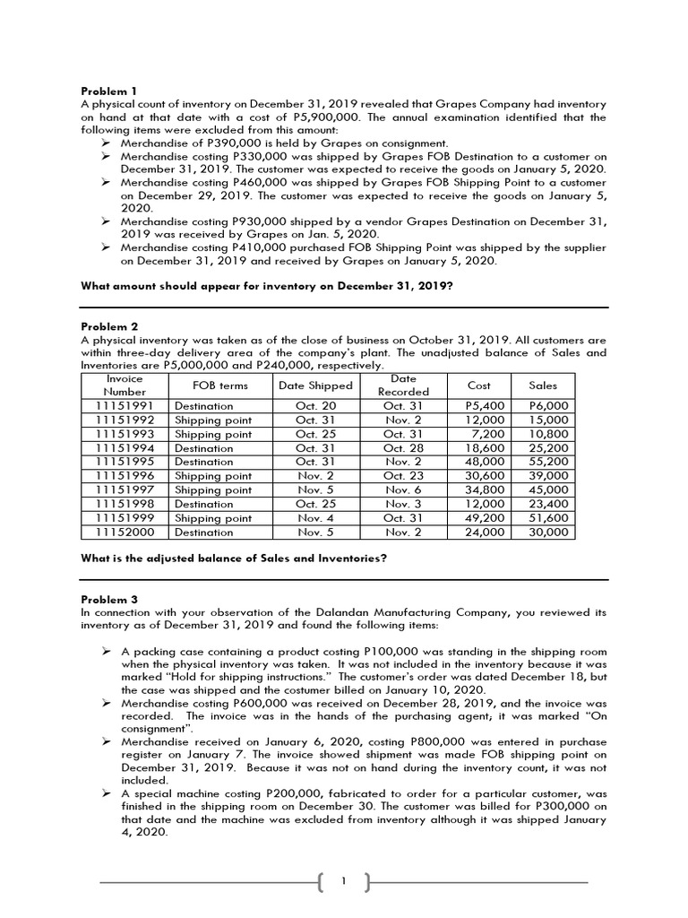 Assessment Activities - Inventories (Part 1) | PDF | Inventory | Business