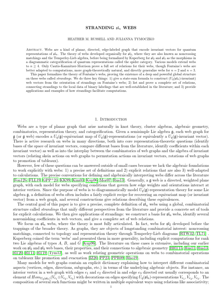 Stranding Webs: Abstract | PDF | Representation Theory | Combinatorics