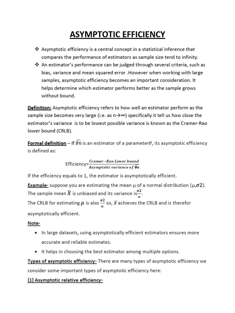 Asymptotic Efficiency - Ayush Jaiswal | PDF | Estimator | Estimation Theory