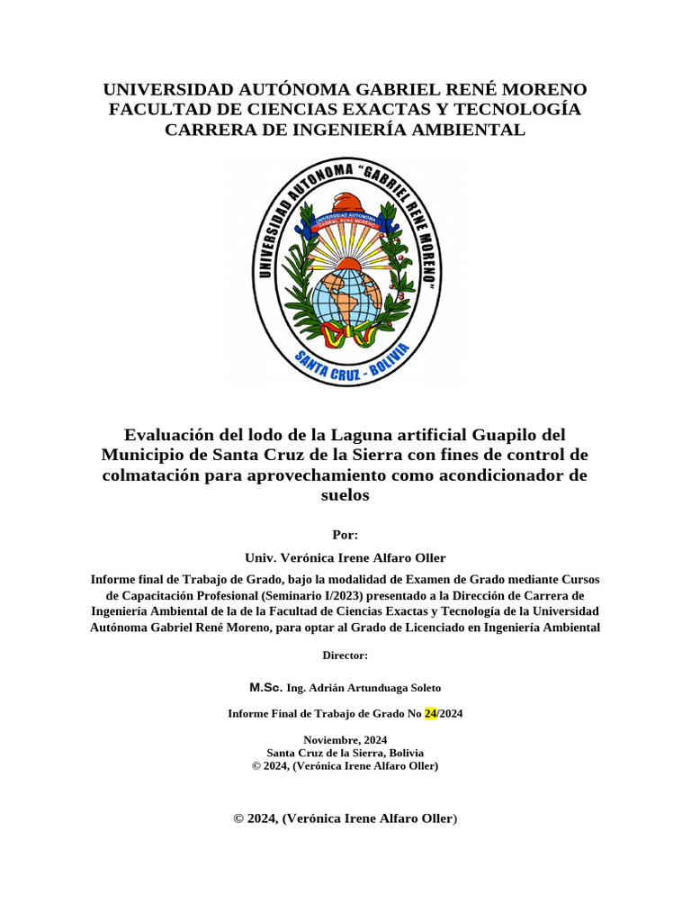 Universidad Autónoma Gabriel René Moreno 97 | PDF | Agua | Ciencias de ...