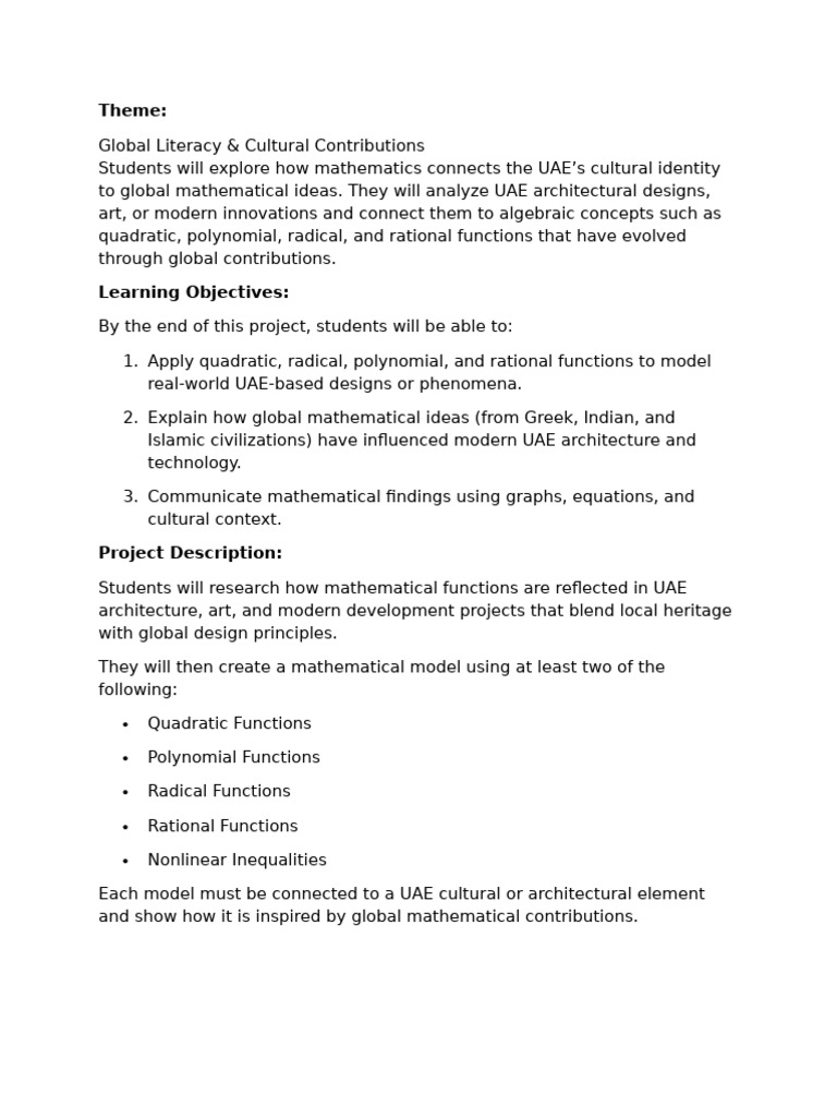 Grade 12 PreCalculus November Project | PDF | Mathematics | United Arab ...
