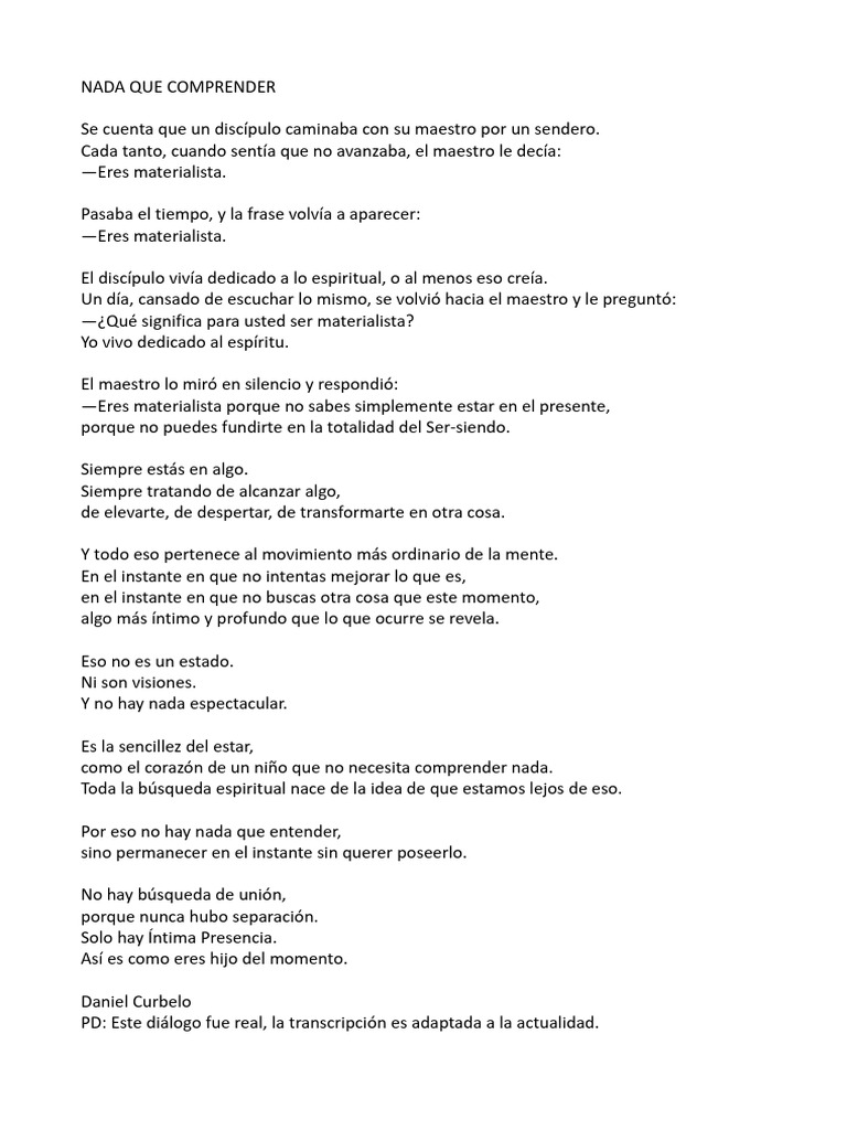 Nada Que Comprender | PDF