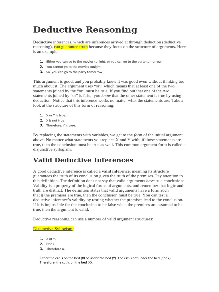 Deductive and Inductive Reasoning | PDF | Deductive Reasoning | Argument