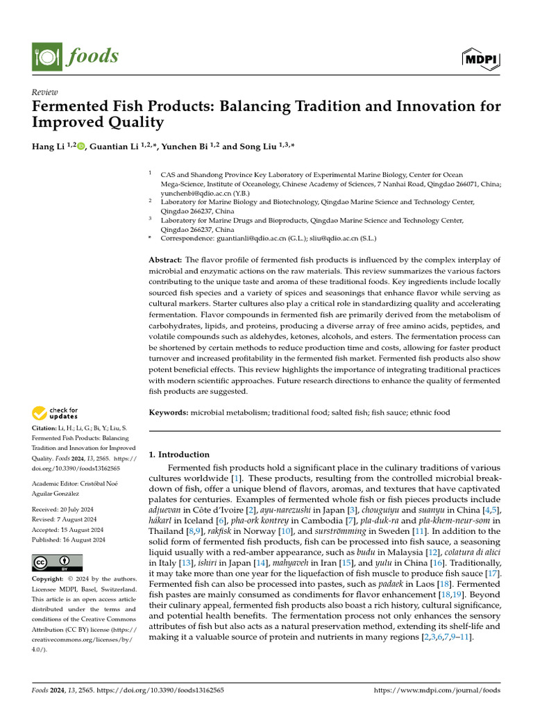 Fermented Fish Products Balancing Tradition and Innovation For Improved ...