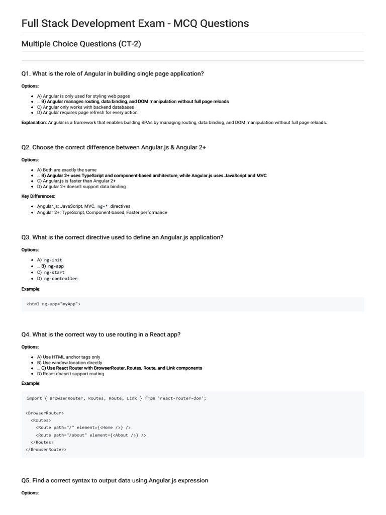 Full Stack CT2 MCQ Answers | PDF | String (Computer Science) | Computer ...