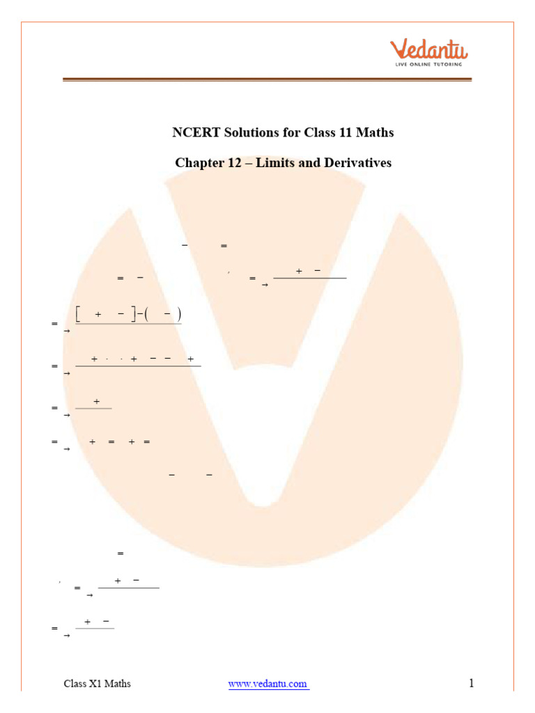 NCERT Solutions For Class 11 Maths Limits and Derivatives Exercise 12.2 ...