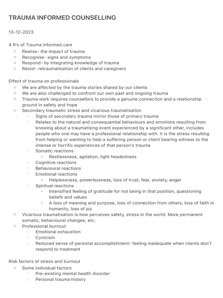Trauma Informed Counselling | PDF | Psychological Trauma | Complex Post ...