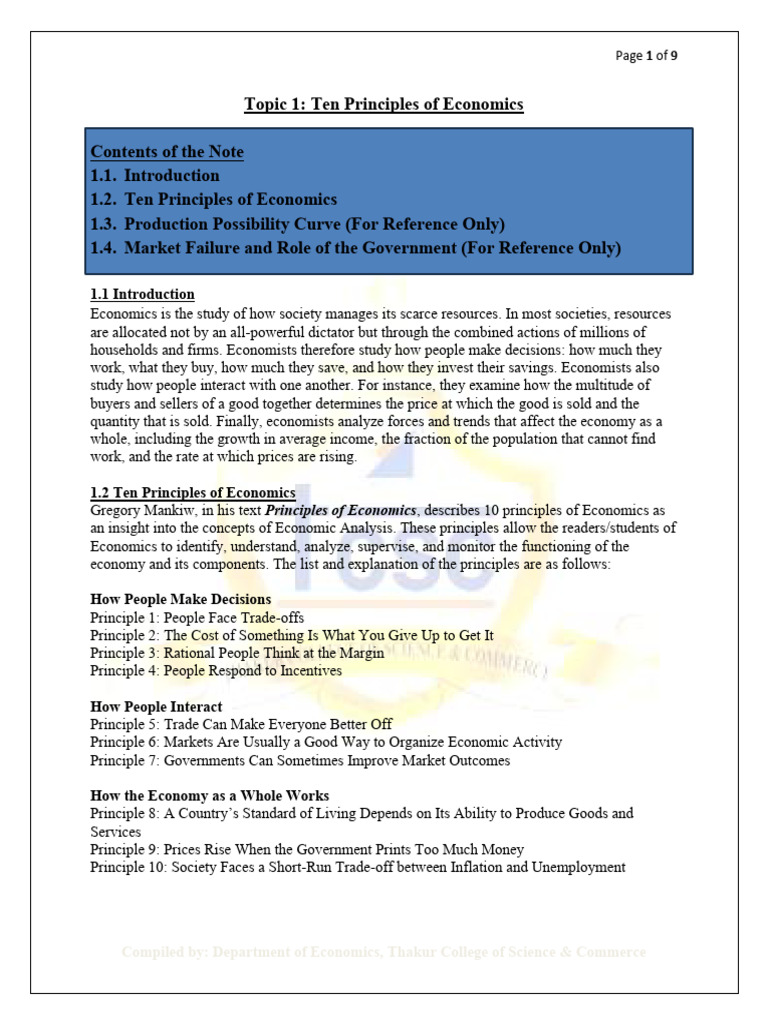 CE31A - Ten Principles of Economics-1 | PDF | Economics | Inflation