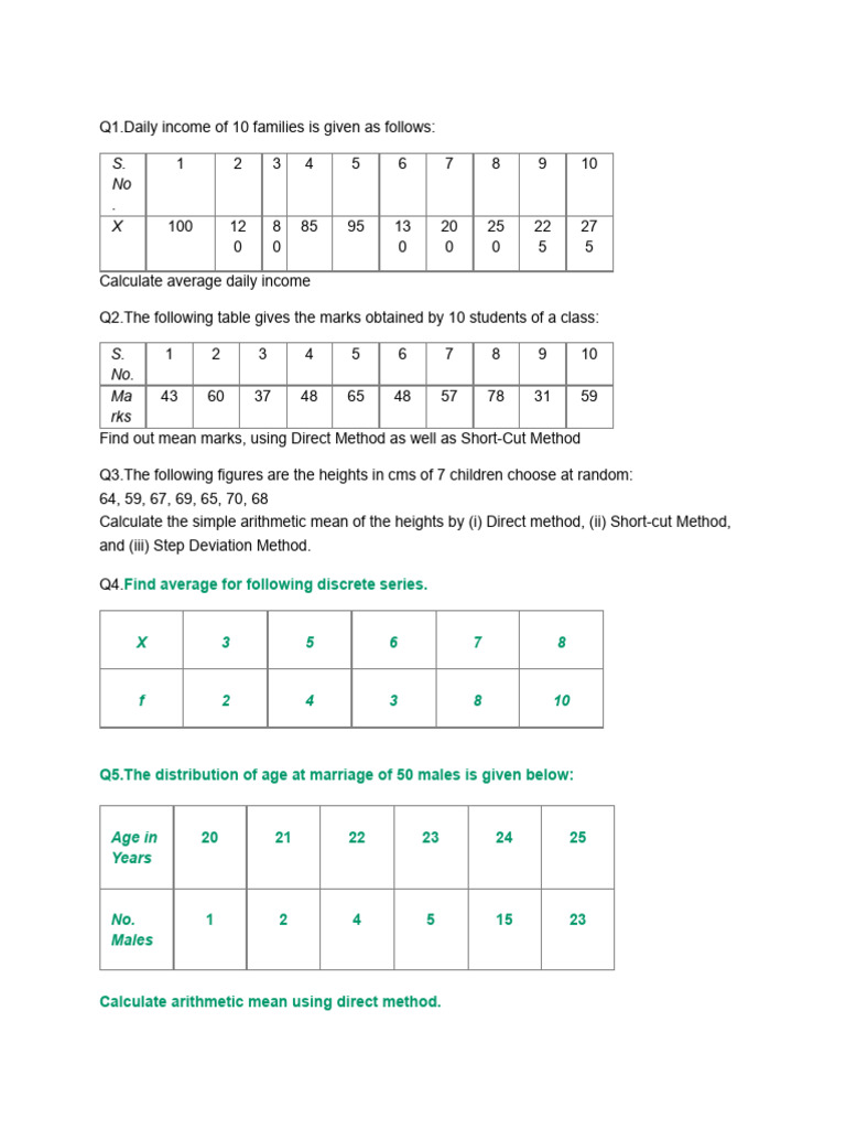 Worksheet On Mean and Mode | PDF | Mean | Analysis