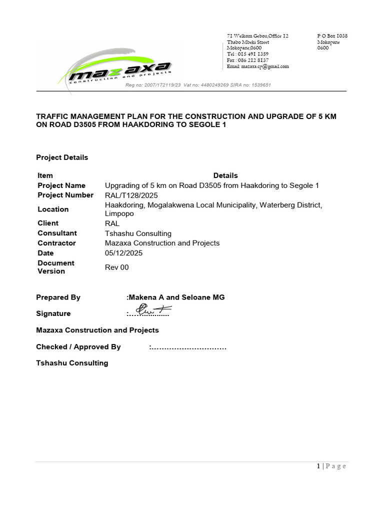 Traffic Management Plan | PDF | Road | Traffic