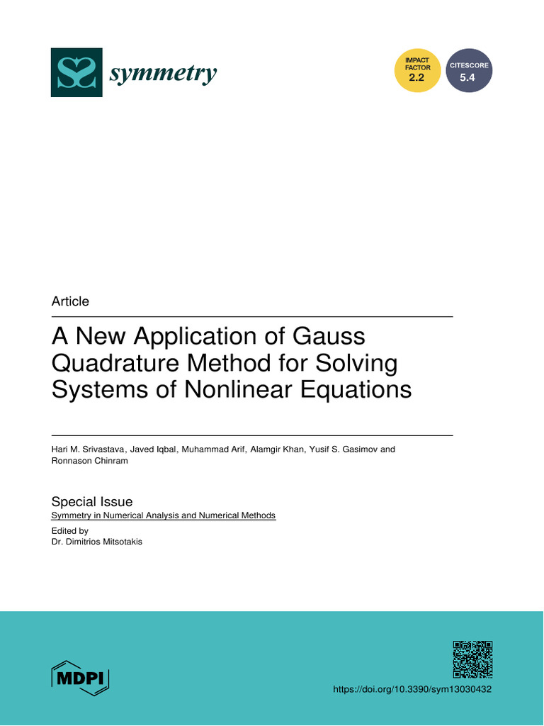 ANewApplication of Gauss Quadrature Method For Solving | PDF ...