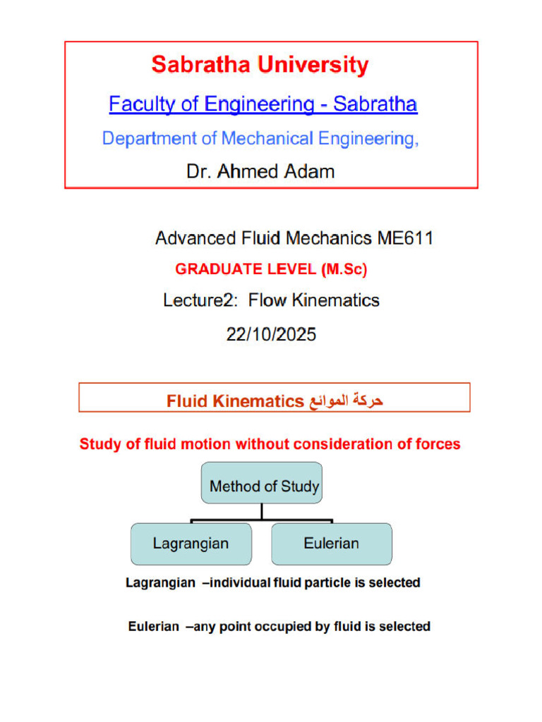 Advanced Fluid Mechanics Lecture2 Ppt | PDF