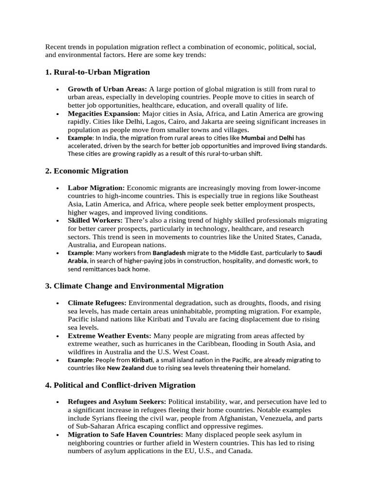 Recent Trends in Migration | PDF | Cost Of Living | Human Migration