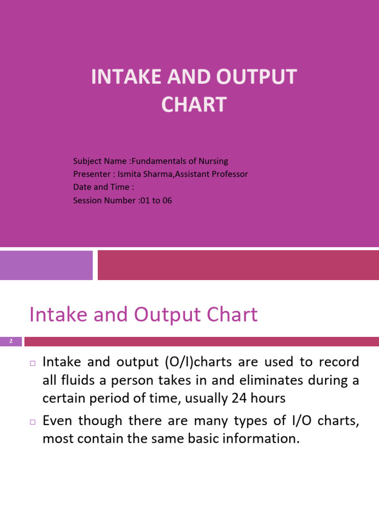 Unit 5f.5intake & Output Chart | PDF | Medical Specialties | Clinical ...